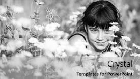  Presentation with black girl - Slide set with portrait girl among wildflowers black background and a light gray colored foreground