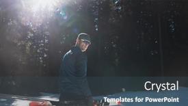  Presentation with winter forest - PPT theme featuring portrait-handsome-male-athlete background and a  colored foreground