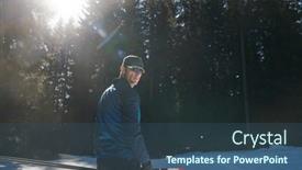  Presentation with forest winter - Presentation design consisting of portrait-handsome-male-athlete background and a ocean colored foreground