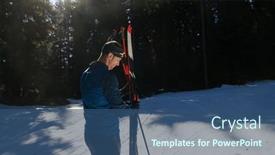  Presentation with winter forest - PPT theme having portrait-handsome-male-athlete background and a ocean colored foreground