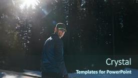  Presentation with winter forest - Presentation design enhanced with portrait-handsome-male-athlete background and a tawny brown colored foreground