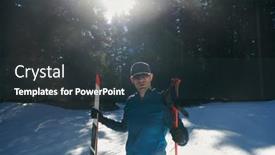  Presentation with winter forest - Theme with portrait-handsome-male-athlete background and a  colored foreground