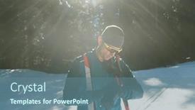  Presentation with forest winter - PPT theme consisting of portrait-handsome-male-athlete background and a  colored foreground