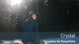  Presentation with winter forest - Slide set featuring portrait-handsome-male-athlete background and a  colored foreground