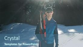  Presentation with winter forest - Theme with portrait-handsome-male-athlete background and a  colored foreground