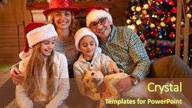  Presentation with christmas eve religious - Slides consisting of portrait happy family at christmas background and a tawny brown colored foreground