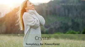  Presentation with travel - Presentation design enhanced with portrait-happy-woman-enjoying-sunset background and a mint green colored foreground