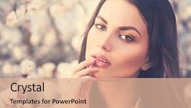  Presentation with orchard - Beautiful slide deck featuring portrait in blooming trees beauty backdrop and a coral colored foreground