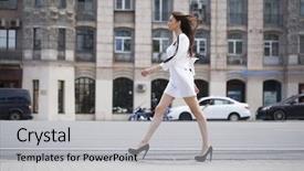  Presentation with human growth - PPT layouts with portrait in full growth young background and a light gray colored foreground