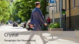  Presentation with pedestrian crossing - PPT layouts having portrait in full growth background and a lemonade colored foreground