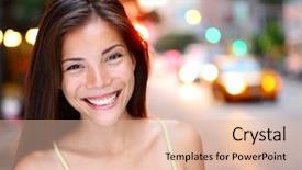  Presentation with new york city - Presentation design featuring portrait in new york city background and a lemonade colored foreground