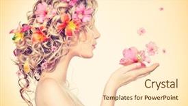  Presentation with long hair - Cool new slide deck with portrait in pastel colors summer backdrop and a cream colored foreground