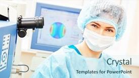  Presentation with eye surgery - Audience pleasing slide set consisting of portrait in uniform in eye backdrop and a cool aqua colored foreground