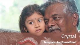  Presentation with portrait of indian macaque monkey - Presentation enhanced with portrait indian family at home background and a coral colored foreground