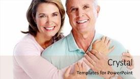  Presentation with senior couple - Cool new slide deck with portrait isolated on white background backdrop and a coral colored foreground