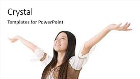  Presentation with stretch - PPT theme with portrait isolated on white background background and a white colored foreground