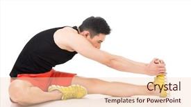  Presentation with asian nurse helps a man - Presentation theme with portrait isolated on white background background and a lemonade colored foreground