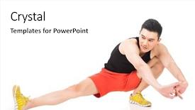  Presentation with sport - Slide set having portrait isolated on white background background and a white colored foreground