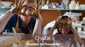  Presentation with heart hands - Colorful presentation theme enhanced with portrait-male-potter-and-girl backdrop and a tawny brown colored foreground