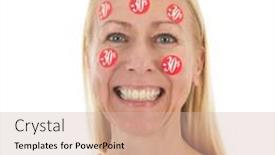  Presentation with fitness clothing - Audience pleasing presentation design consisting of portrait mature woman in fitness clothing with dumbbells isolated over white background backdrop and a soft green colored foreground