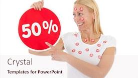  Presentation with fitness clothing - Audience pleasing presentation theme consisting of portrait mature woman in fitness clothing with dumbbells isolated over white background backdrop and a lemonade colored foreground