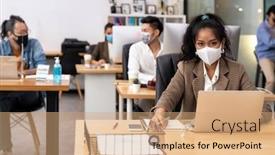  Presentation with black people - PPT layouts having portrait-mixed-race-of-african background and a coral colored foreground