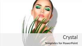  Presentation with green fashion - PPT layouts featuring portrait model girl with perfect background and a white colored foreground