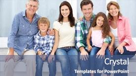  Presentation with generation - Beautiful PPT theme featuring portrait multi-generation family outdoors backdrop and a ocean colored foreground