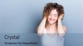  Presentation with curly hair - Amazing slide deck having portrait natural beauty and hapiness backdrop and a seafoam green colored foreground