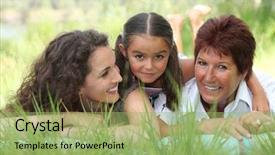  Presentation with generations - PPT layouts consisting of portrait of 3 generations background and a mint green colored foreground