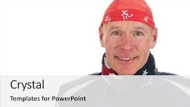  Presentation with motor - Presentation design having portrait of a adult motor biker isolated over white background background and a white colored foreground