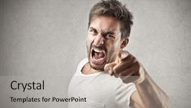  Presentation with angry - PPT theme featuring portrait of a angry young background and a light gray colored foreground