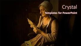  Presentation with old style - Audience pleasing PPT layouts consisting of portrait-of-a-ature-woman backdrop and a wine colored foreground