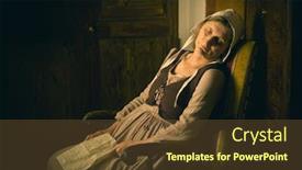  Presentation with old style - PPT theme having portrait-of-a-ature-woman background and a tawny brown colored foreground