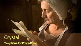  Presentation with old style - Colorful presentation theme enhanced with portrait-of-a-ature-woman backdrop and a tawny brown colored foreground