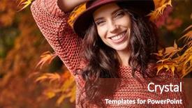  Presentation with autumn - Cool new theme with portrait of a autumn woman backdrop and a tawny brown colored foreground