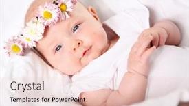  Presentation with watercolor wreath of flowers - Presentation theme consisting of portrait of a baby with a wreath of flowers on her head background and a lemonade colored foreground