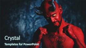  Presentation with horror movie - Colorful slides enhanced with portrait of a bad demon backdrop and a wine colored foreground