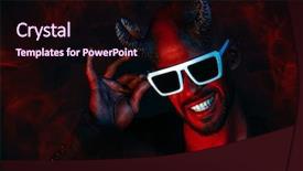  Presentation with horror movie - Colorful PPT layouts enhanced with portrait of a bad demon backdrop and a wine colored foreground