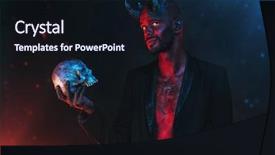  Presentation with horror movie - Cool new presentation theme with portrait of a bad demon backdrop and a wine colored foreground