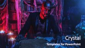  Presentation with horror movie - Colorful theme enhanced with portrait of a bad demon backdrop and a navy blue colored foreground