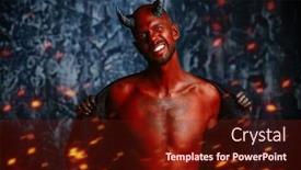  Presentation with horror movie - PPT theme enhanced with portrait of a bad demon over the grunge background horror movie nightmare halloween background and a tawny brown colored foreground