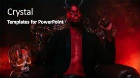  Presentation with throne - Presentation design enhanced with portrait of a bad demon in his throne with a skull and cigar horror movie nightmare halloween background and a black colored foreground