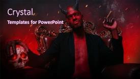  Presentation with throne - Amazing presentation theme having portrait of a bad demon in his throne with a skull and cigar horror movie nightmare halloween backdrop and a wine colored foreground