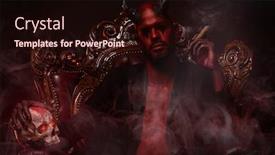  Presentation with throne - Beautiful presentation design featuring portrait of a bad demon in his throne with a skull and cigar horror movie nightmare halloween backdrop and a wine colored foreground
