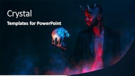  Presentation with horror movie - Beautiful PPT theme featuring portrait-of-a-bad-demon backdrop and a black colored foreground