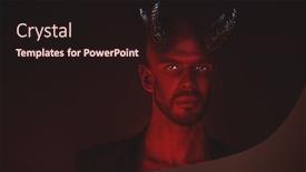  Presentation with horror movie - Presentation design featuring portrait-of-a-bad-demon background and a wine colored foreground