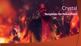  Presentation with throne - Cool new PPT theme with portrait-of-a-bad-demon backdrop and a wine colored foreground