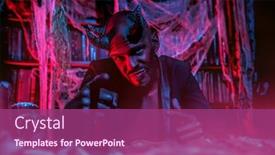  Presentation with horror movie - Audience pleasing presentation design consisting of portrait-of-a-bad-demon backdrop and a violet colored foreground