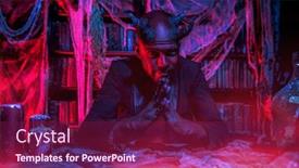  Presentation with horror movie - Audience pleasing slide set consisting of portrait-of-a-bad-demon backdrop and a violet colored foreground